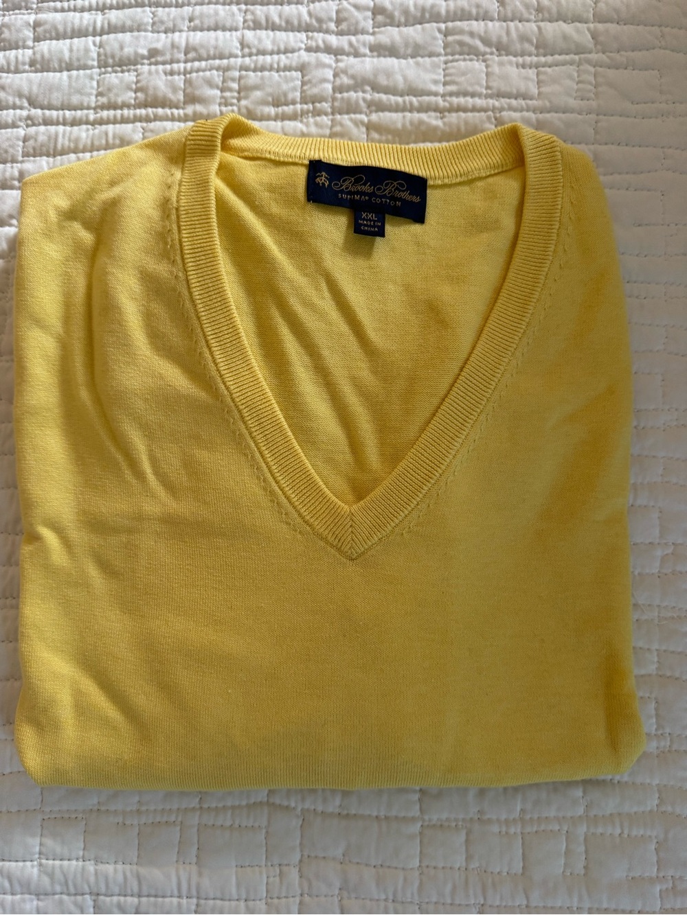 BRAND NEW Brooks Brothers Men's Bright Yellow V-Neck Cotton Sweater